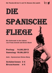 Flyer zur Theatervorstellung "Die spanische Fliege"